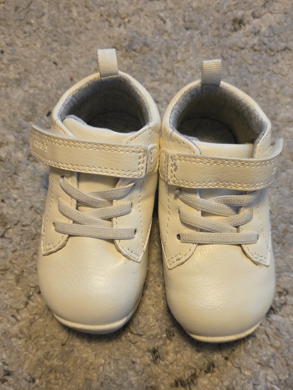 Carter's Cream Hook-and-Loop Lace-Look Baby Walker Shoes